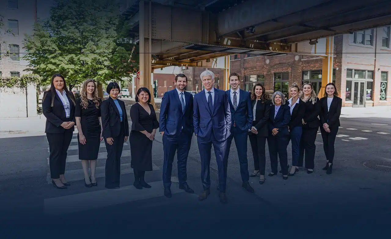 a group of people standing in front of a building